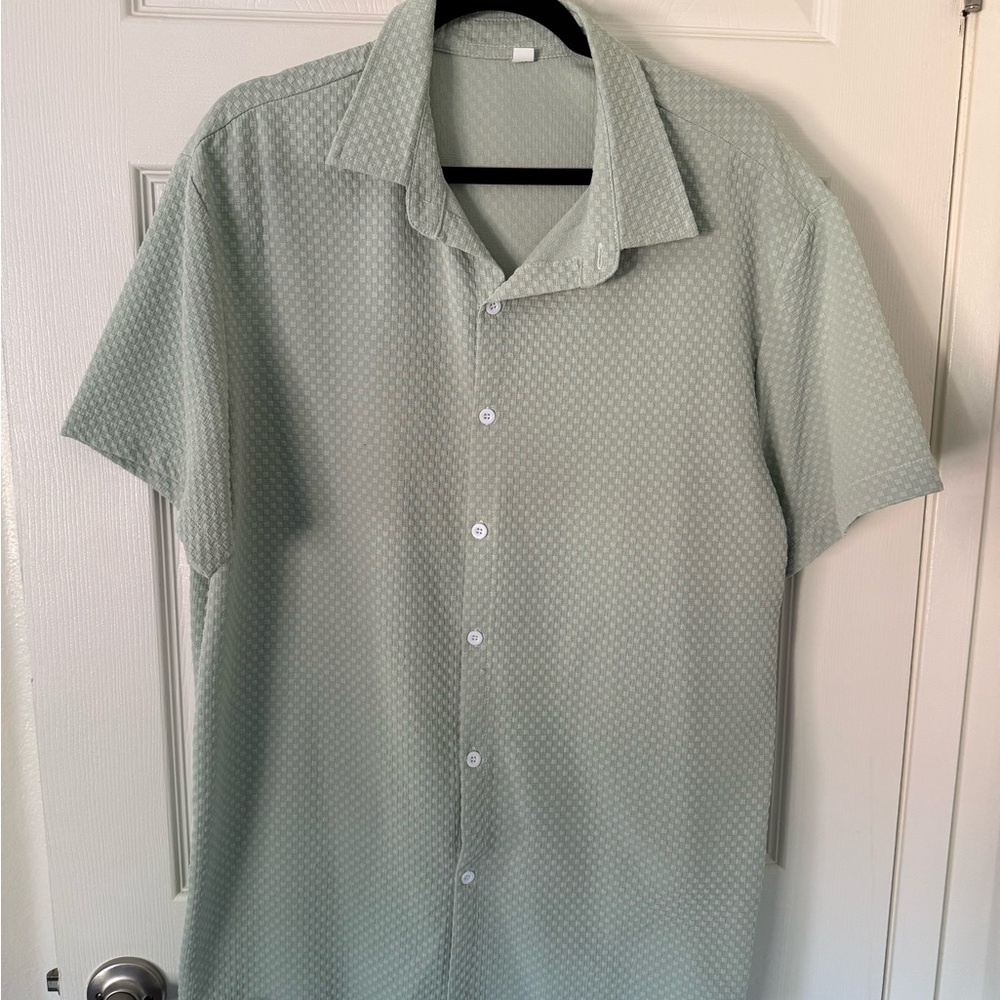 Hooey Green Casual Button Down Shirt Lightweight Cotton Blend